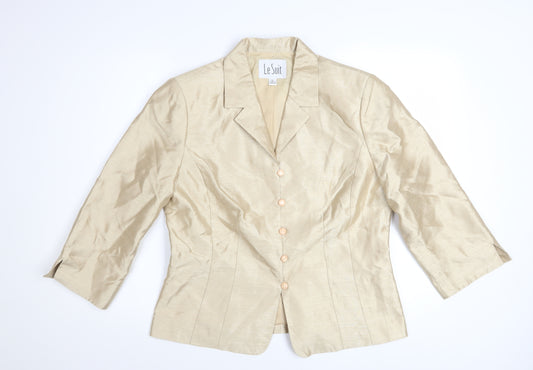 Le Suit Women's Beige Single-Breasted Blazer Size 12 Classic Fit