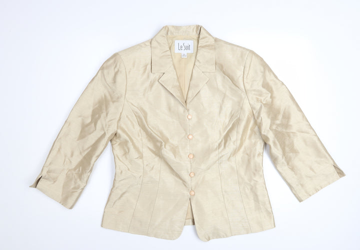 Le Suit Women's Beige Single-Breasted Blazer Size 12 Classic Fit