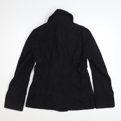 Guess Women's Black Wool Pea Coat Size S Double Breasted Jacket