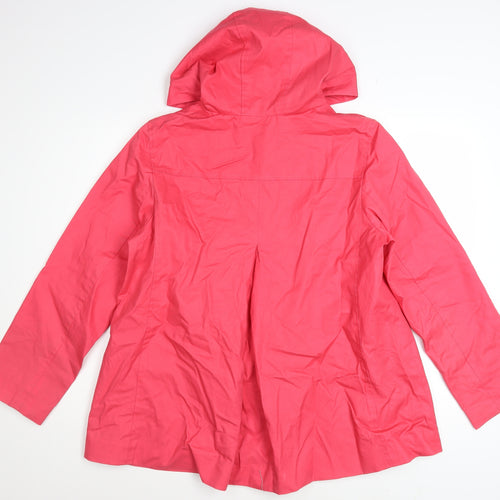 Talbots Women's Pink Hooded Rain Coat Jacket L Cotton Mid-Length
