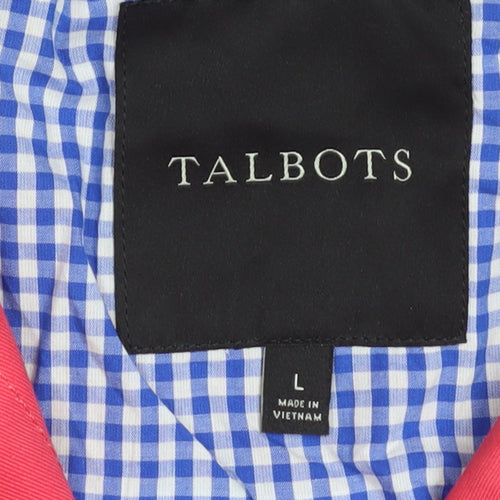 Talbots Women's Pink Hooded Rain Coat Jacket L Cotton Mid-Length