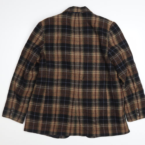 White Stag Women's Brown Checked Wool Blend Blazer Size 12 Classic Fit