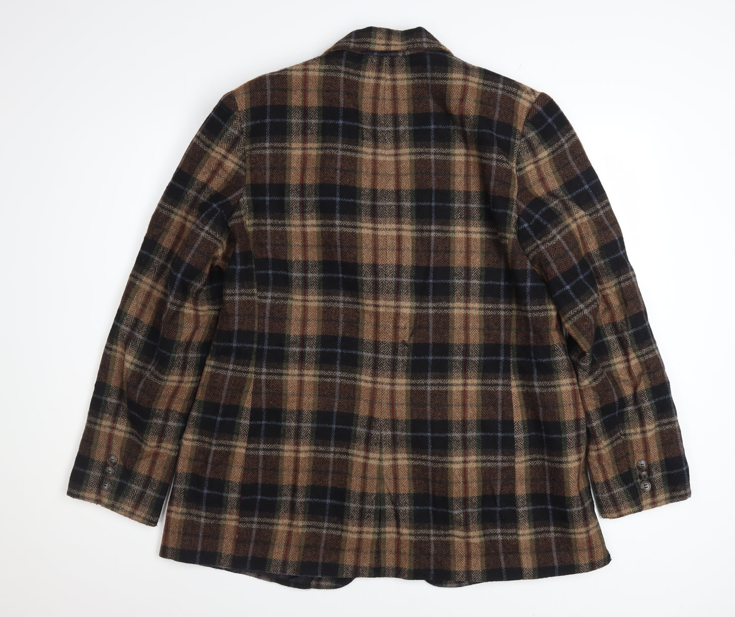 White Stag Women's Brown Checked Wool Blend Blazer Size 12 Classic Fit