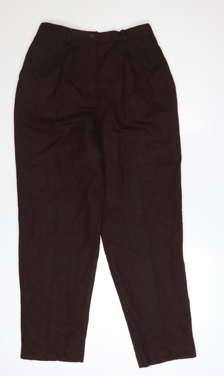 Norton McNaughton Women’s Brown Wool Pleated High Waist Trousers Size 10