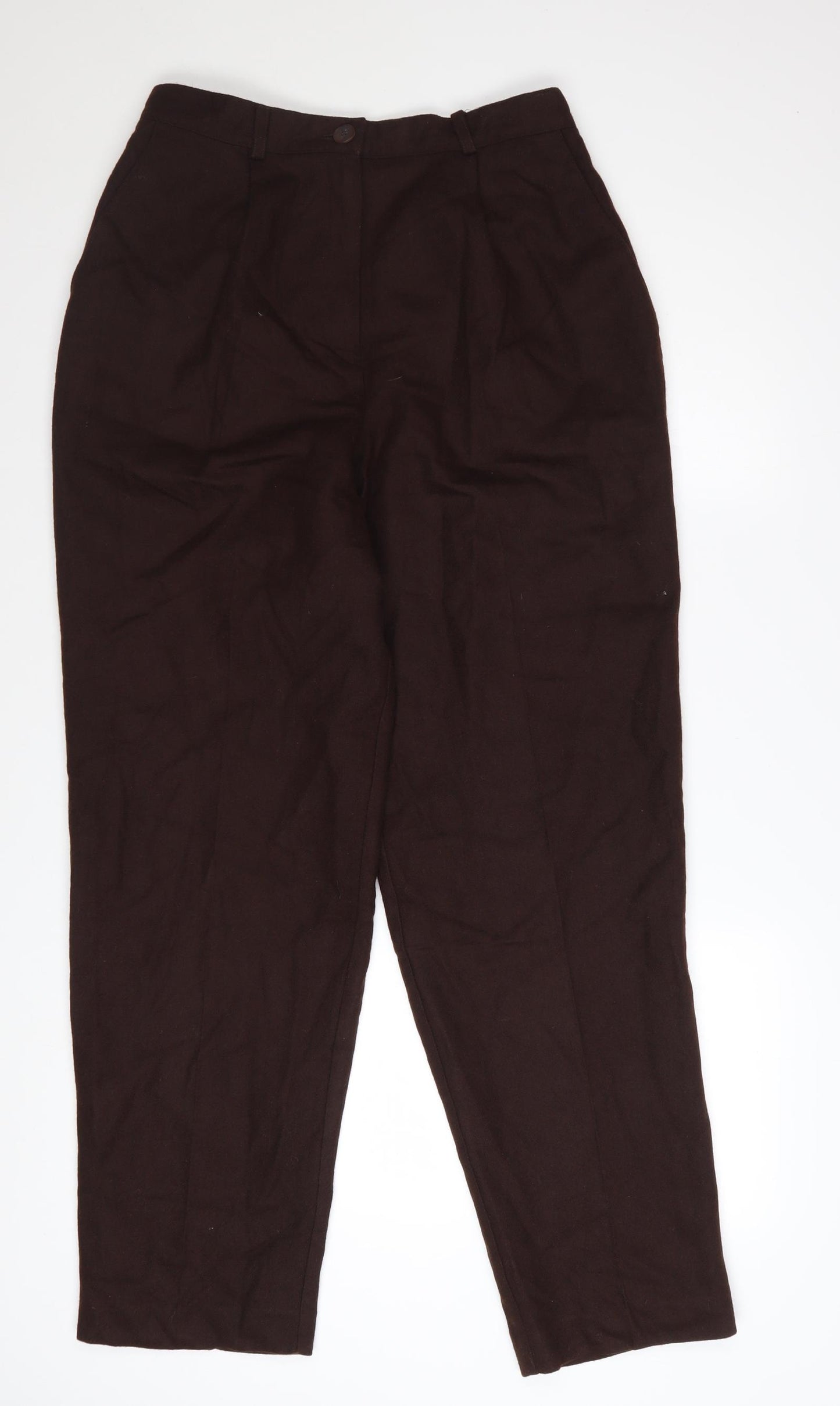 Norton McNaughton Women’s Brown Wool Pleated High Waist Trousers Size 10