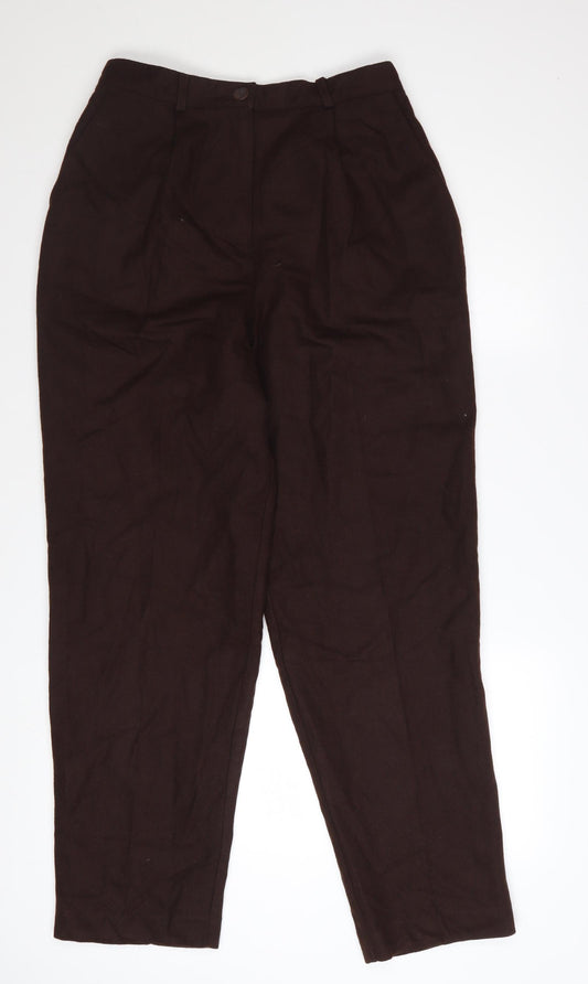 Norton McNaughton Women’s Brown Wool Pleated High Waist Trousers Size 10