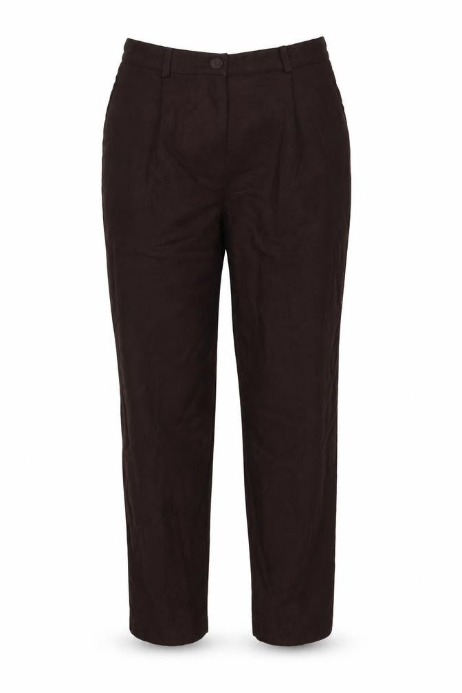 Norton McNaughton Women’s Brown Wool Pleated High Waist Trousers Size 10