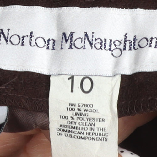 Norton McNaughton Women’s Brown Wool Pleated High Waist Trousers Size 10
