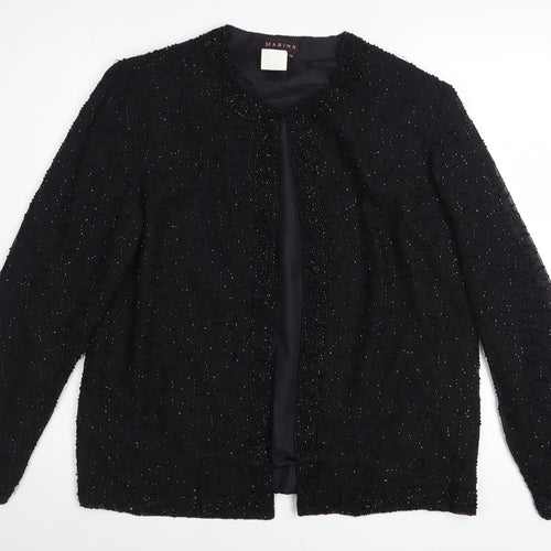 Marina Womens Black Beaded Open Front Formal Jacket Size M