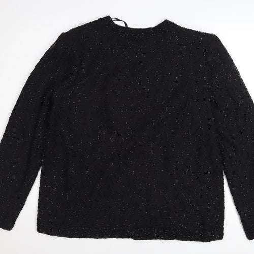 Marina Womens Black Beaded Open Front Formal Jacket Size M