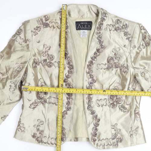 Alex Evenings Women's Petite Gold Embroidered Satin Blazer Size 8P