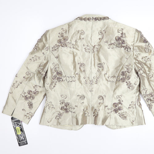 Alex Evenings Women's Petite Gold Embroidered Satin Blazer Size 8P