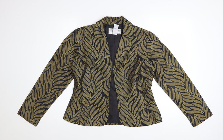 Jessica Howard Petite Green Leaf Pattern Blazer Women's Size 10