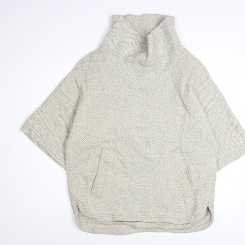 J.Crew Women Beige Wool Blend Cowl Neck Cape Jumper Size M