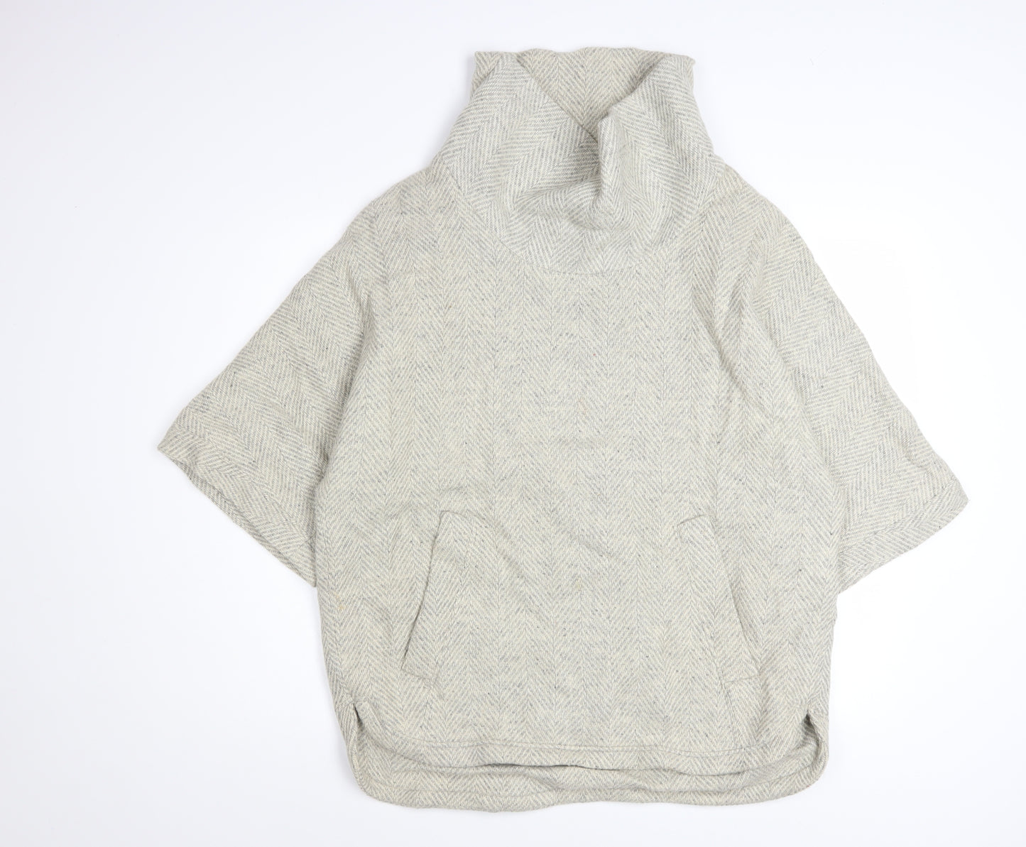 J.Crew Women Beige Wool Blend Cowl Neck Cape Jumper Size M