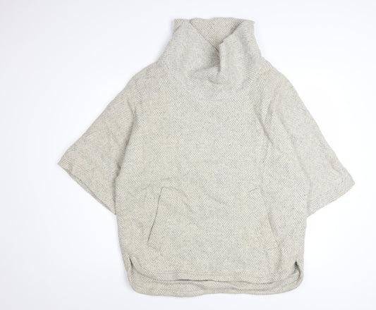 J.Crew Women Beige Wool Blend Cowl Neck Cape Jumper Size M