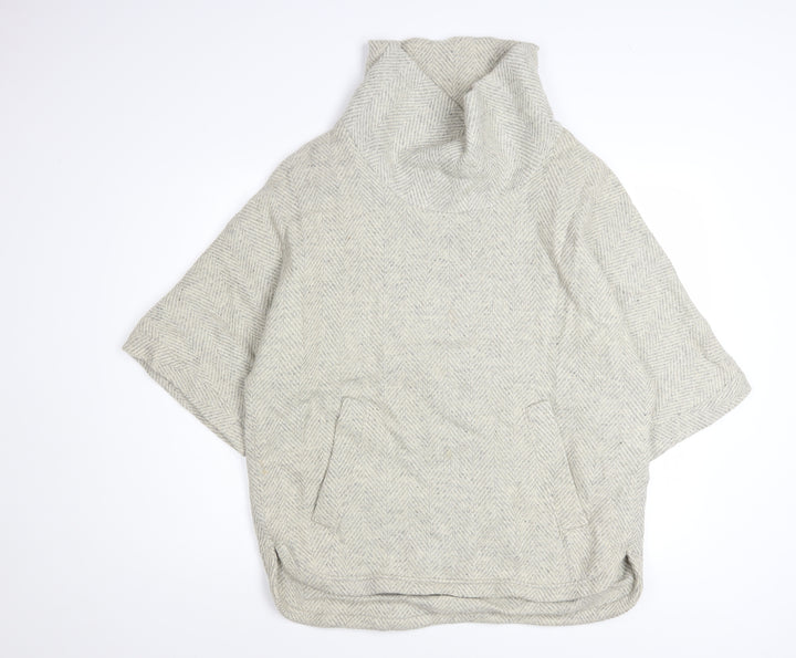 J.Crew Women Beige Wool Blend Cowl Neck Cape Jumper Size M