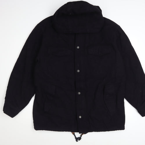 Abercrombie & Fitch Men's Black Wool Blend Hooded Parka Jacket M