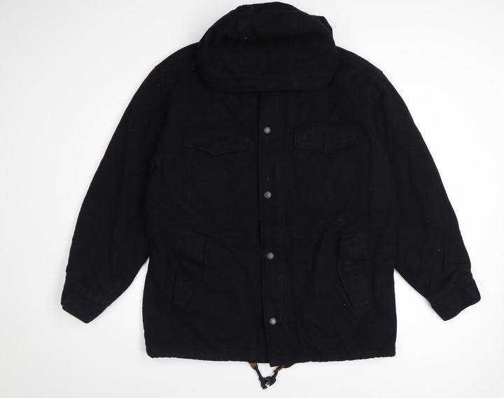 Abercrombie & Fitch Men's Black Wool Blend Hooded Parka Jacket M