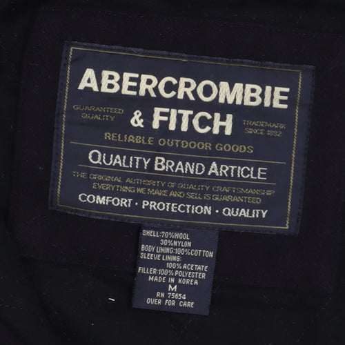 Abercrombie & Fitch Men's Black Wool Blend Hooded Parka Jacket M