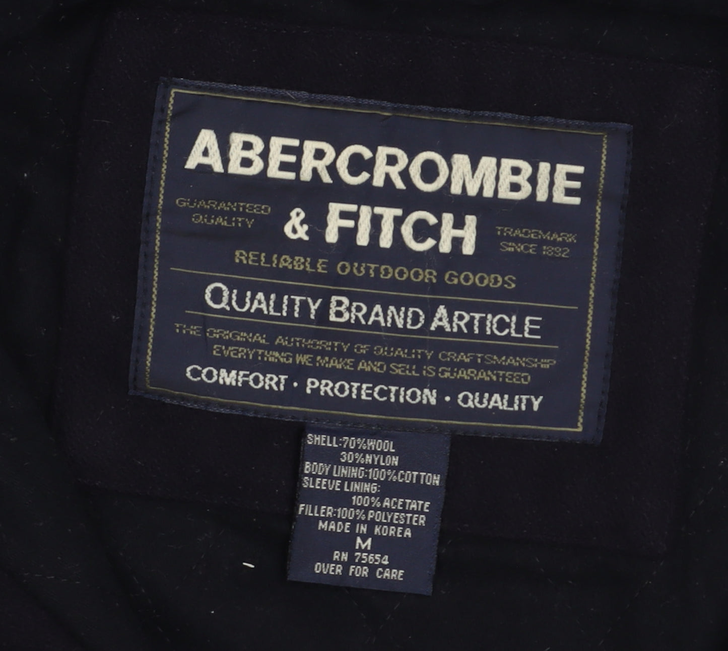 Abercrombie & Fitch Men's Black Wool Blend Hooded Parka Jacket M