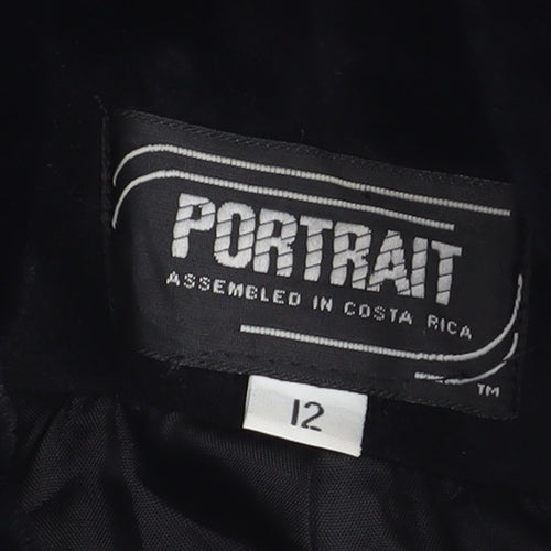 Portrait Women’s Black Wool Blend Fur Trim Mid-Length Coat Size 12