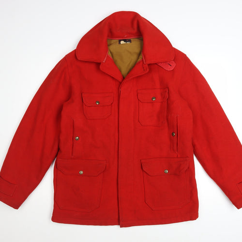Woolrich Women's Red Wool Lined Mid-Length Parka Coat M