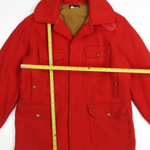 Woolrich Women's Red Wool Lined Mid-Length Parka Coat M