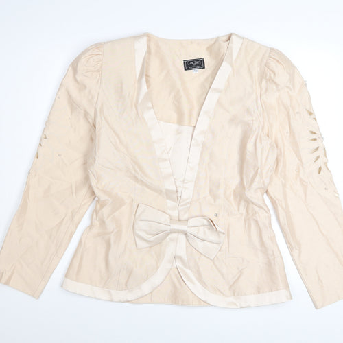 Cachet by Bari Protas Women’s Beige Formal Bow Blazer Size 12