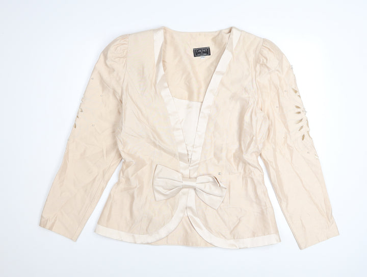 Cachet by Bari Protas Women’s Beige Formal Bow Blazer Size 12