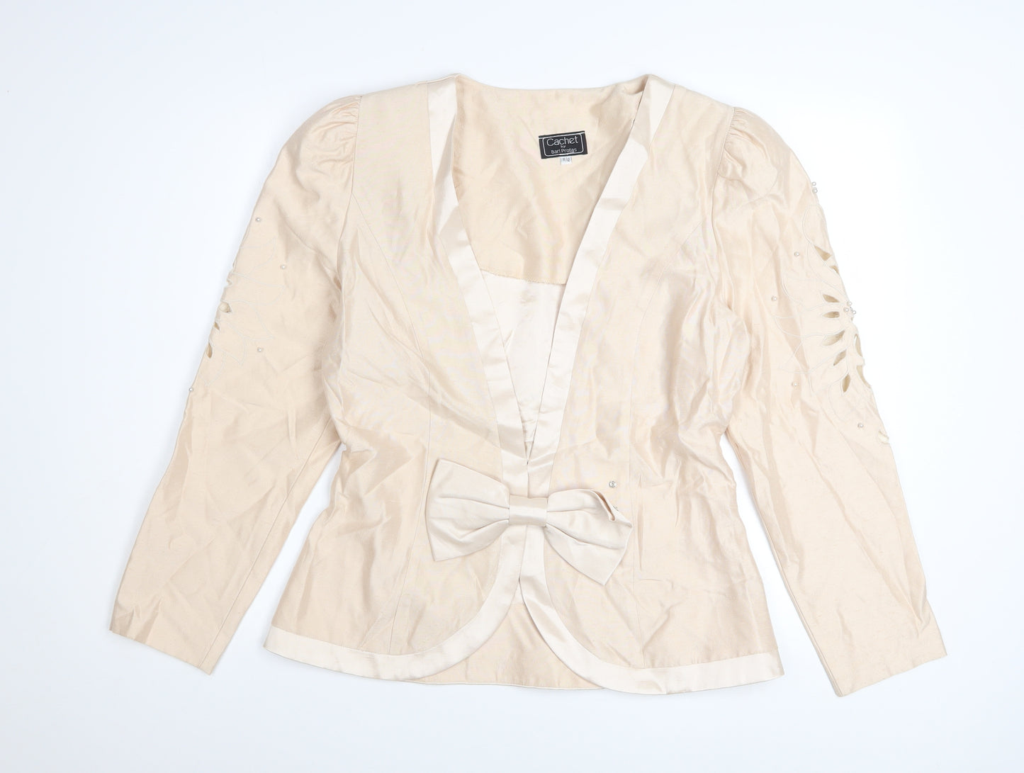 Cachet by Bari Protas Women’s Beige Formal Bow Blazer Size 12