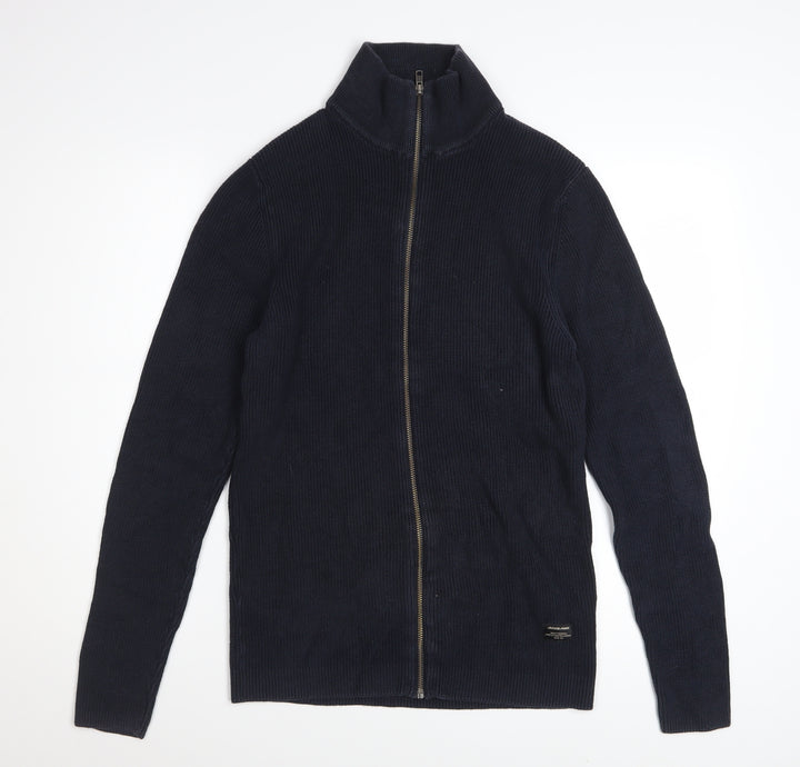 Jack & Jones Men's Blue Full Zip Cotton Jumper XL
