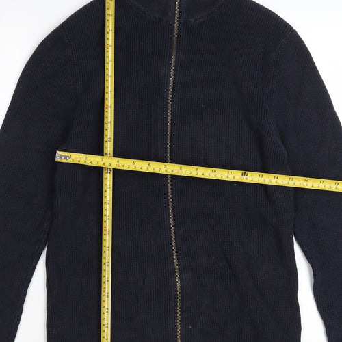 Jack & Jones Men's Blue Full Zip Cotton Jumper XL