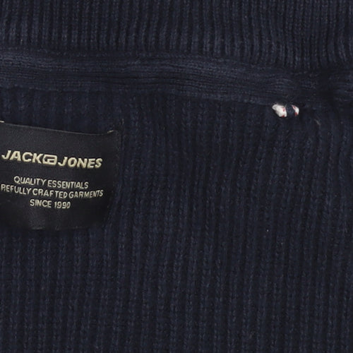 Jack & Jones Men's Blue Full Zip Cotton Jumper XL