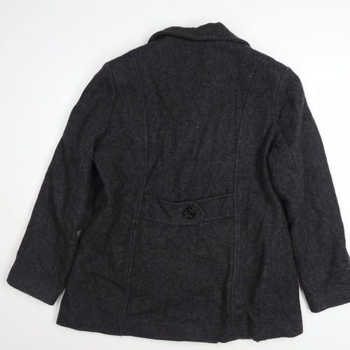 Les Modes Ellabee Women's Grey Wool Pea Coat M Classic Mid-Length