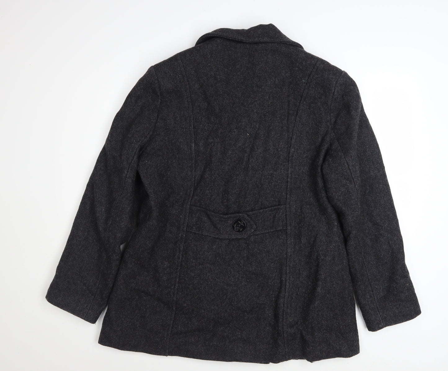 Les Modes Ellabee Women's Grey Wool Pea Coat M Classic Mid-Length