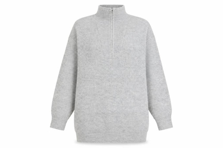 Jack Wills Women's Grey High Neck 1/2 Zip Knit Jumper Size 12