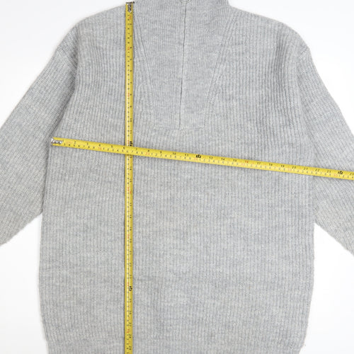 Jack Wills Women's Grey High Neck 1/2 Zip Knit Jumper Size 12