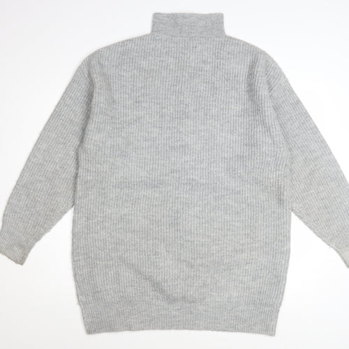Jack Wills Women's Grey High Neck 1/2 Zip Knit Jumper Size 12