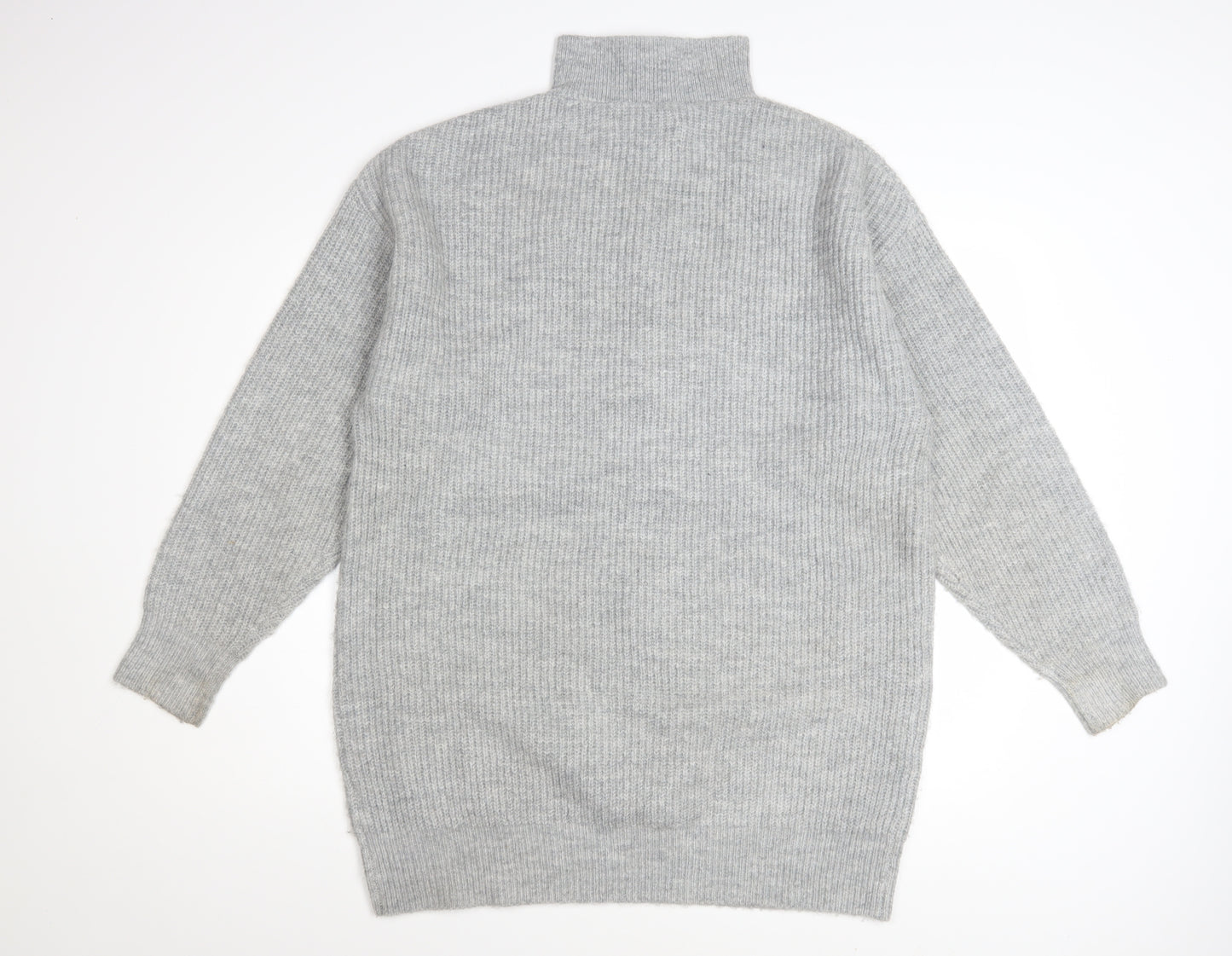 Jack Wills Women's Grey High Neck 1/2 Zip Knit Jumper Size 12