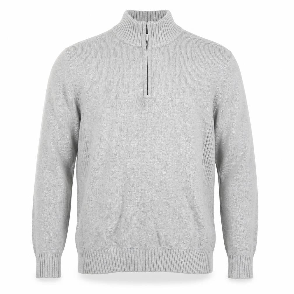 Savile Row Company Men's Grey XL Cotton 1/2 Zip Jumper