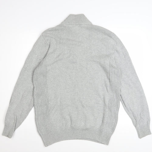 Savile Row Company Men's Grey XL Cotton 1/2 Zip Jumper