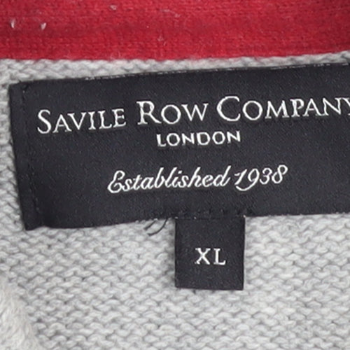 Savile Row Company Men's Grey XL Cotton 1/2 Zip Jumper