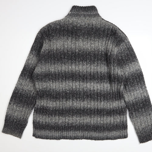 Marks and Spencer Men’s Grey Striped Henley Jumper 2XL Wool Blend