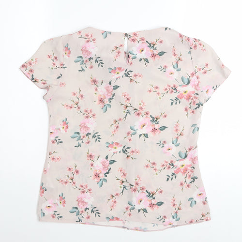 Dorothy Perkins Womens Beige Floral Bow Blouse Size 8
