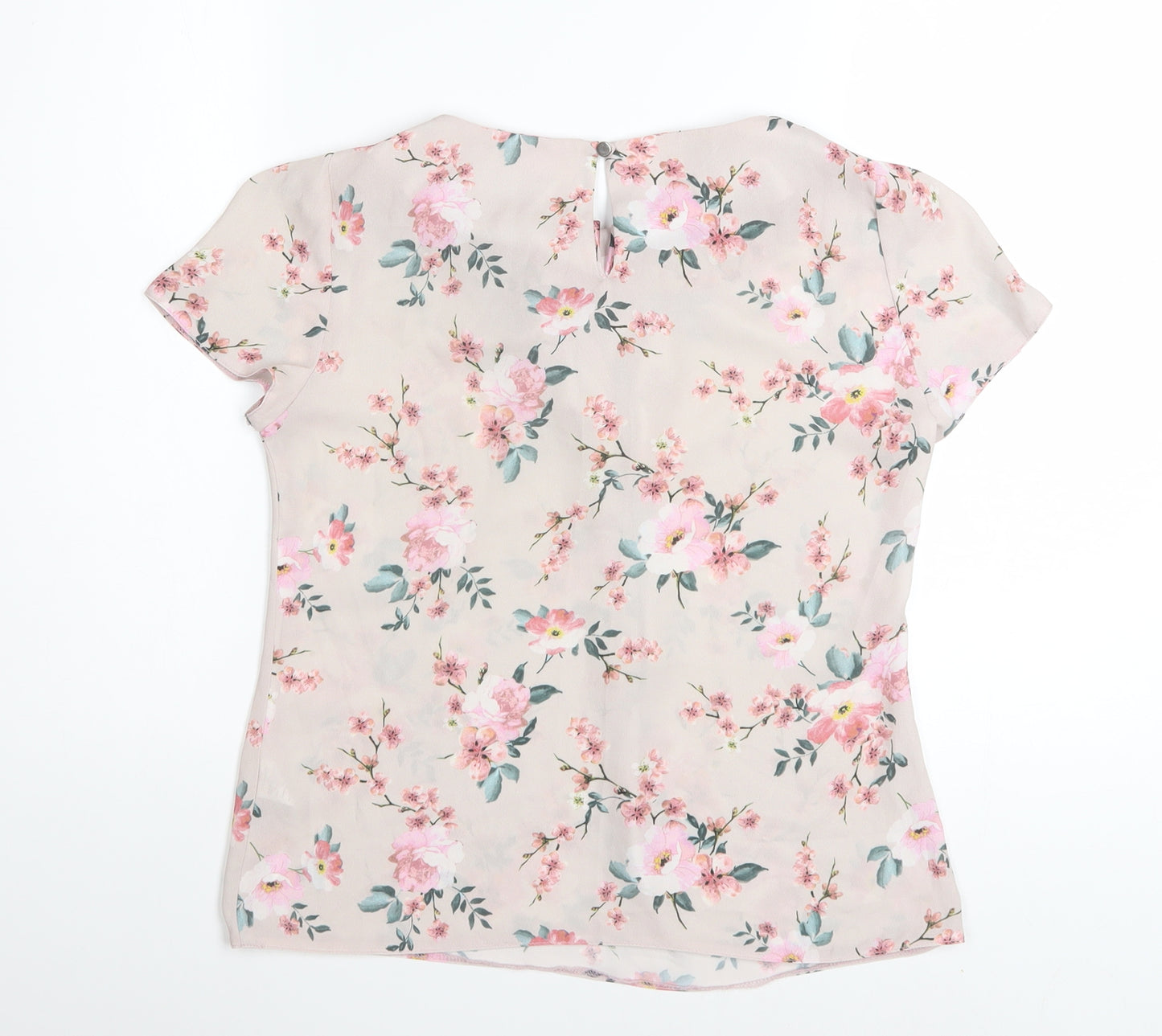 Dorothy Perkins Womens Beige Floral Bow Blouse Size 8