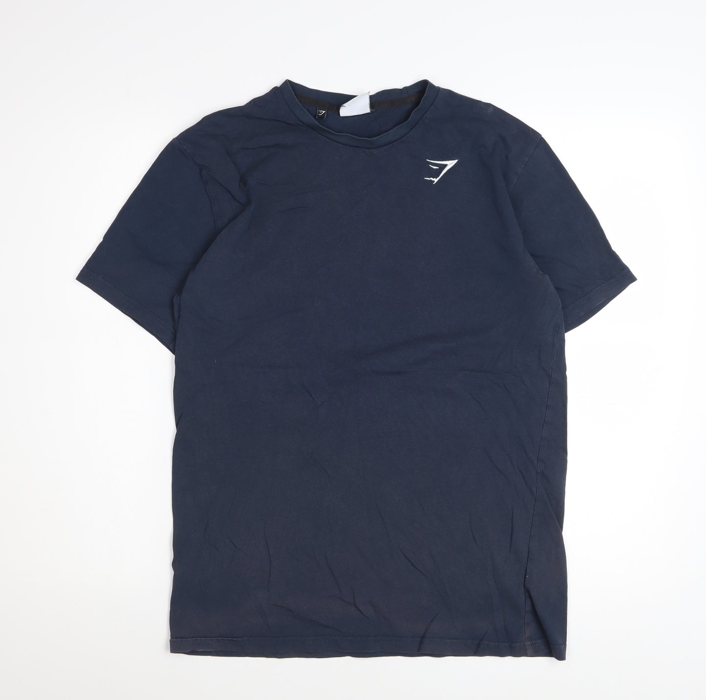 Gymshark Men Navy Blue Cotton Crew Neck Short Sleeve T-Shirt Size S