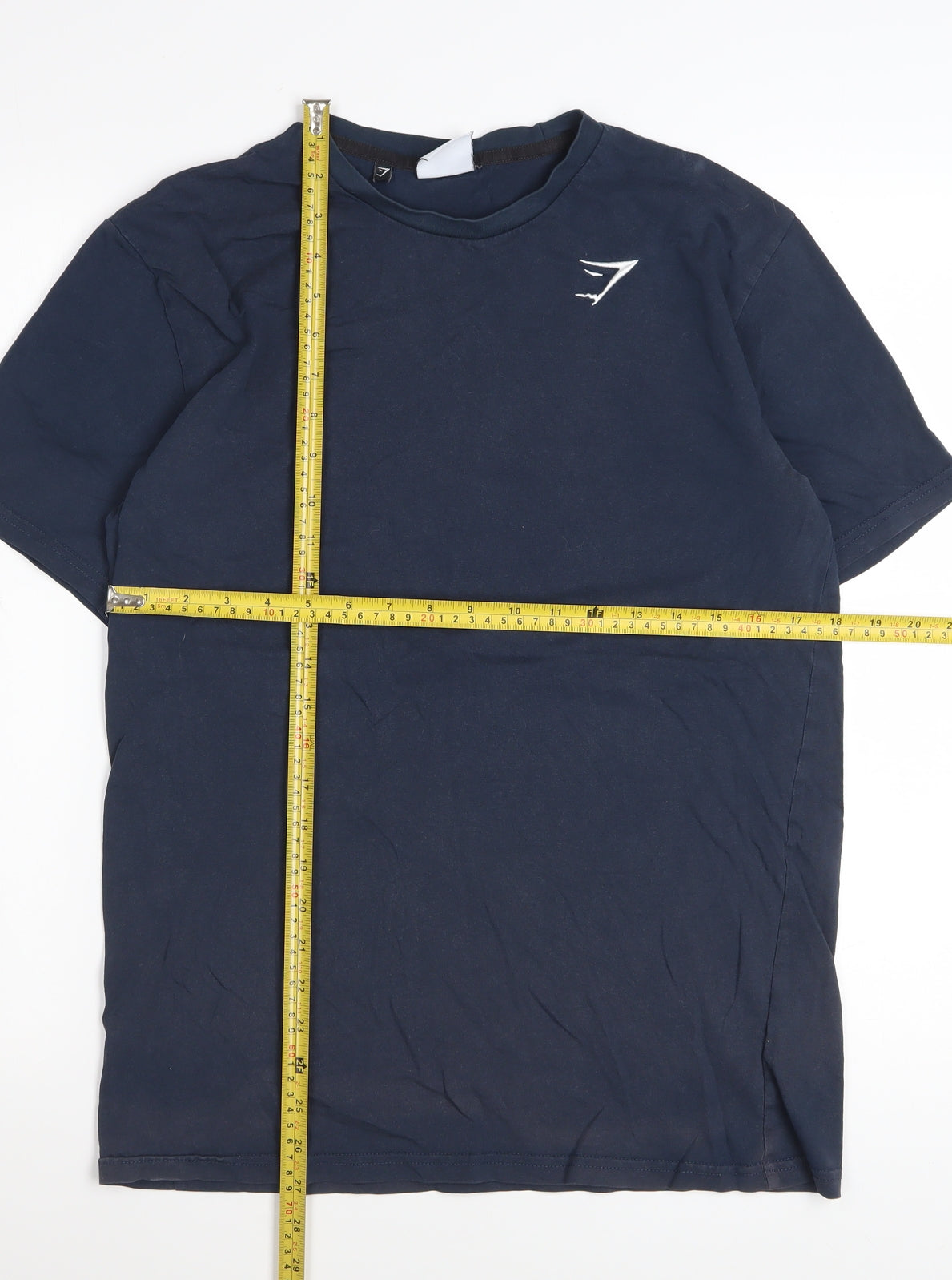 Gymshark Men Navy Blue Cotton Crew Neck Short Sleeve T-Shirt Size S