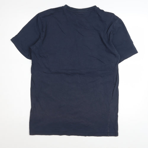Gymshark Men Navy Blue Cotton Crew Neck Short Sleeve T-Shirt Size S