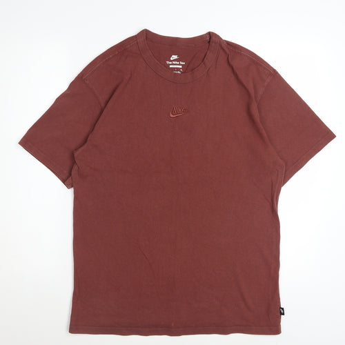 Nike Men's Brown Loose Fit Crew Neck Cotton T-Shirt Size L